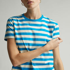 The Box-Cut Tee in Essential Cotton | Horizon Blue / Canvas Tan | No Pocket