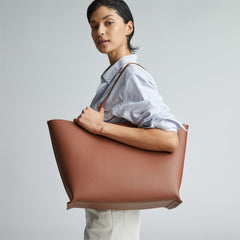 The Luxe Italian Leather Tote | Cognac
