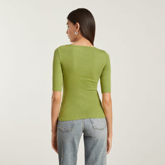 The Luxe Micro-Rib Scoop-Neck Tee | Pepper