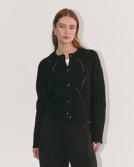 The Pointelle Cardigan in Cloud | Black
