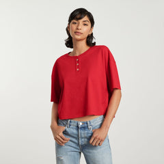 The Vintage Henley Hemp Tee | Goji Berry