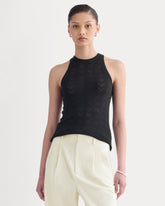 The Pointelle Racerback Tank in Ultrafine Merino | Black
