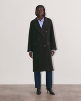 The Double-Breasted Coat in Wool | Heather Charcoal