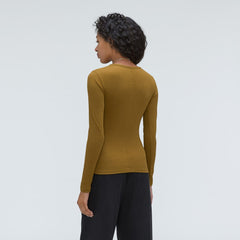 The Pima Micro-Rib Long-Sleeve Crew | Tapenade