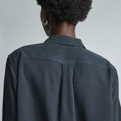 The Washable Silk Relaxed Shirt | Washed Black
