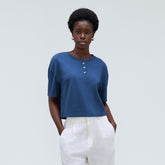 The Vintage Henley Hemp Tee | Deep Blue