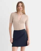 The Short-Sleeve Henley in Ultrasoft Merino | Pale Blush