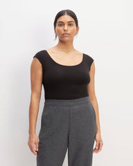 The Supima® Form Cap-Sleeve Tee | Black