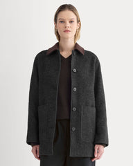 Italian Car Coat | Carbone/Black