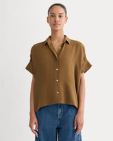The Boxy Shirt in Washable Silk | Toffee
