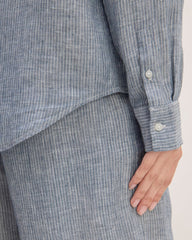 The Must-Have Shirt in Linen | White / Blue