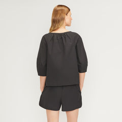 The Poplin Scoop-Neck Top | Black