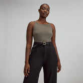 The Supima® Micro-Rib Cropped Tank | Heathered Fatigue