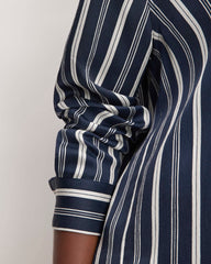 The Satin Relaxed Shirt | Navy / Bone