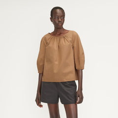 The Poplin Scoop-Neck Top | Caramel