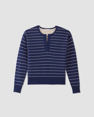 The Cotton-Merino Vintage Henley | Bright Navy / Canvas