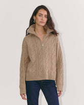 The Cable Half-Zip in Luxe Merino | Oat Melange