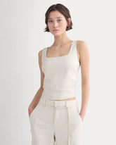 Square Tank in Stretch Linen | Birch