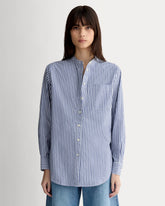 The Oversized Shirt in Ultrasoft Cotton | Bone / Mazarine Blue