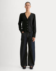 The V-Neck Blouse in Washable Silk | Black