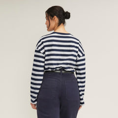 The Organic Cotton Relaxed Long Sleeve Tee | Navy / Canvas
