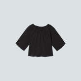 The Seersucker Gathered Tee | Black