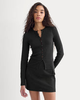 Luxe Rib Button-Up Top | Black