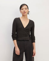 The Cozy Rib Wrap Top | Black