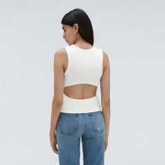 The Ribbed Cutout Tank | White