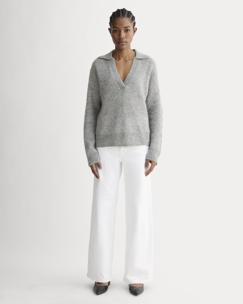 The Oversized Polo in Alpaca | Heather Stone Grey