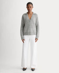 The Oversized Polo in Alpaca | Heather Stone Grey
