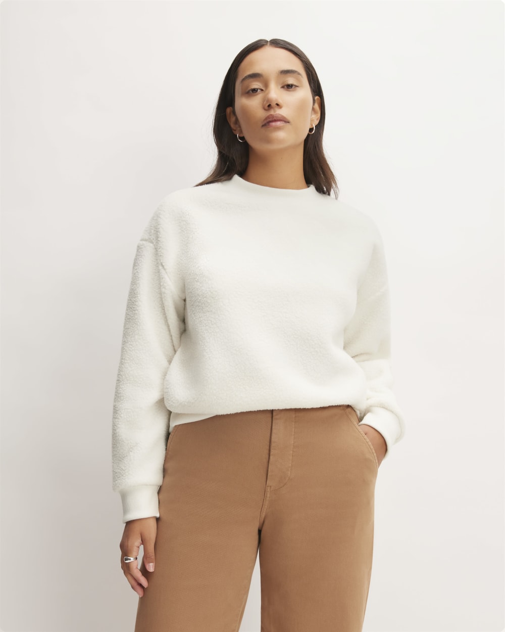 The ReNew Fleece Oversized Crew | Bone