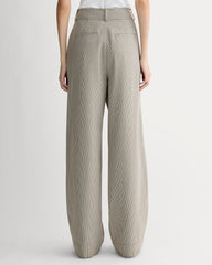 The Draper Pleated Pant in Buttersmooth | Deep Taupe Mini Gingham  | 32" Inseam