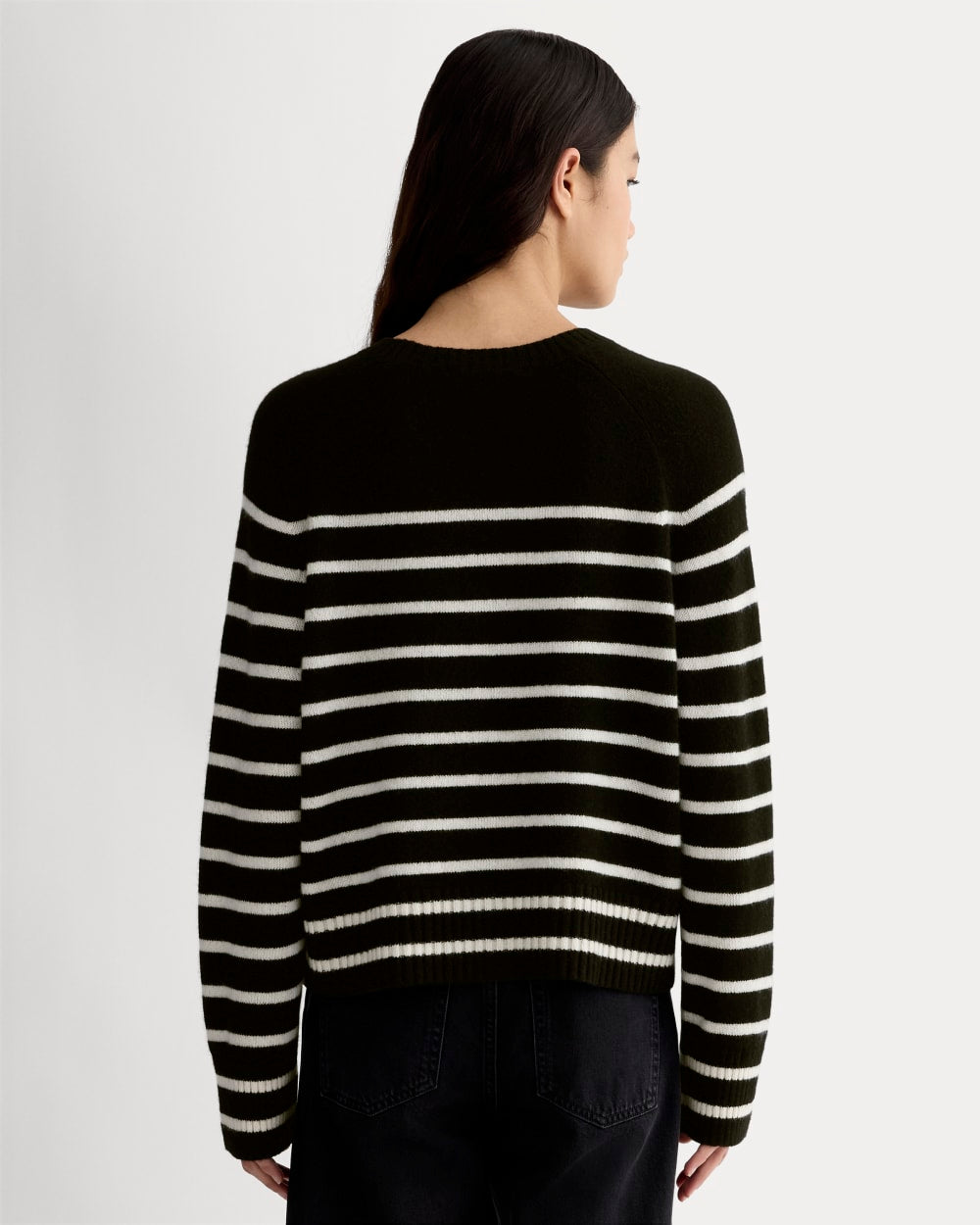 The Boxy Crew in Cashmere | Black / Bone