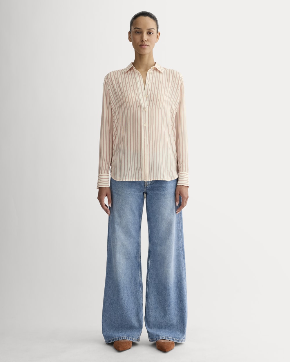 The Must-Have Shirt in Washable Silk | Bone / Dusky Rose