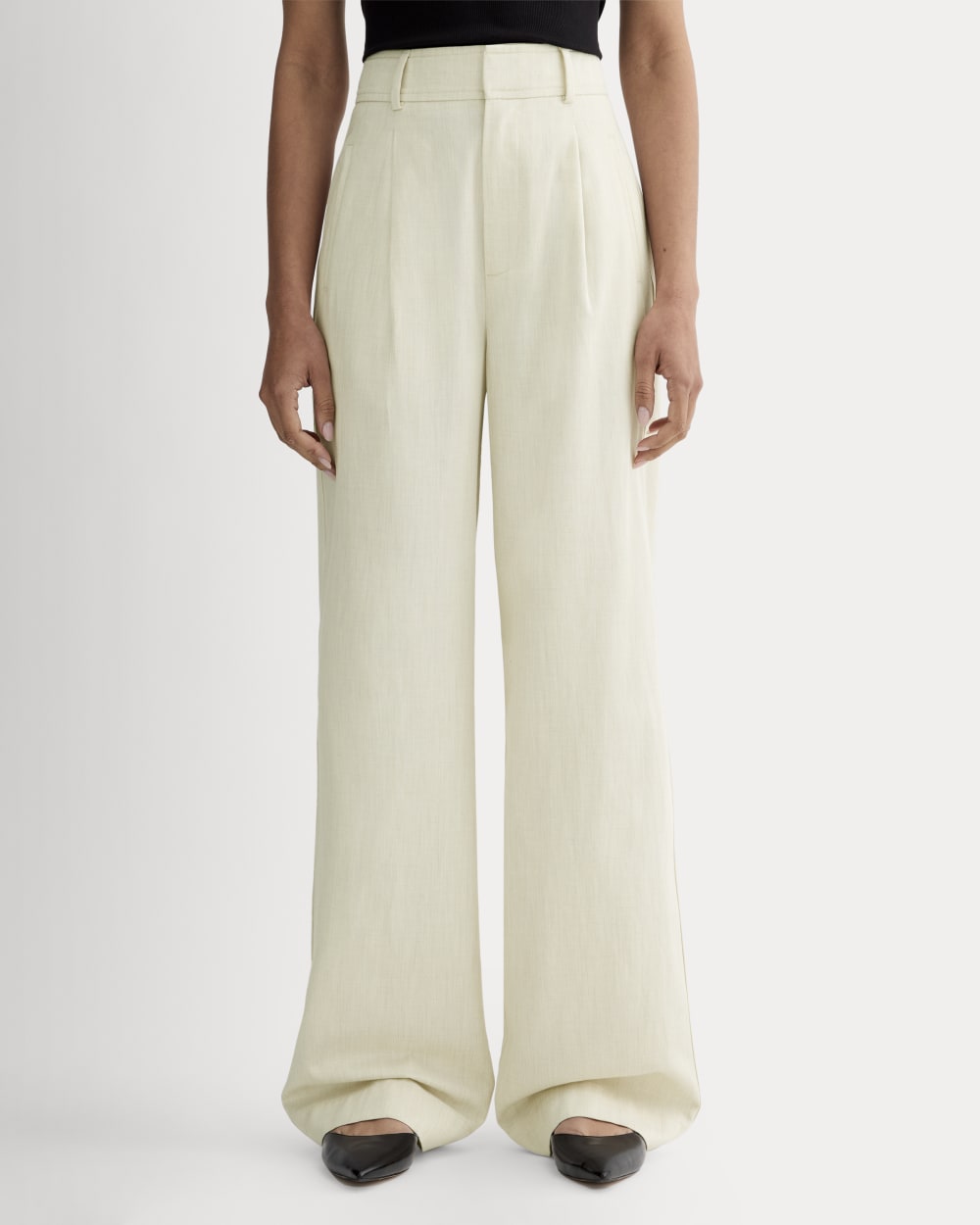 The Draper Pleated Pant in Buttersmooth | Heathered Oat | 30" Inseam