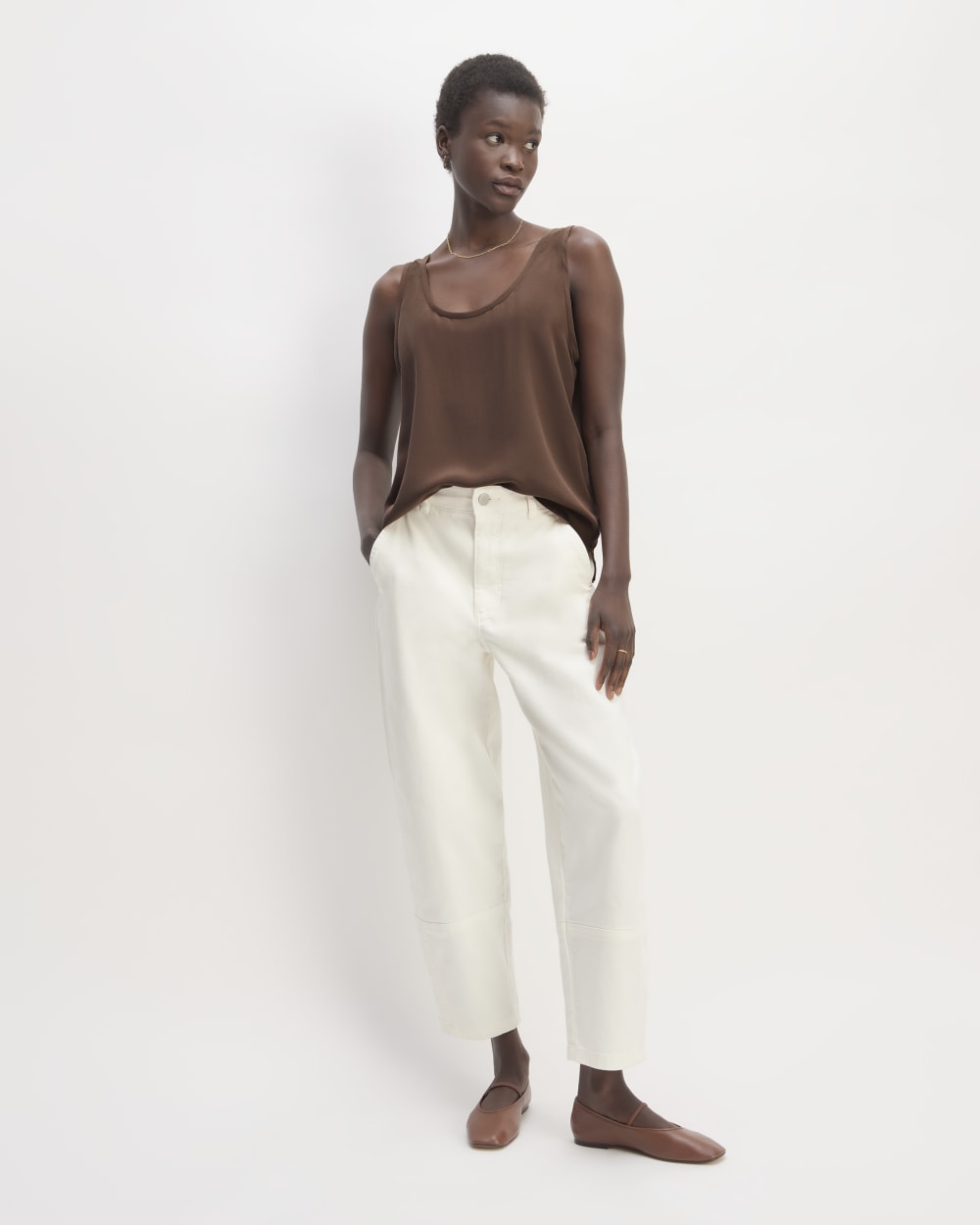 The Scoop Tank in Washable Silk | Cocoa