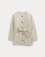 The Long Denim Barrel Jacket | Garment-Dyed Sand