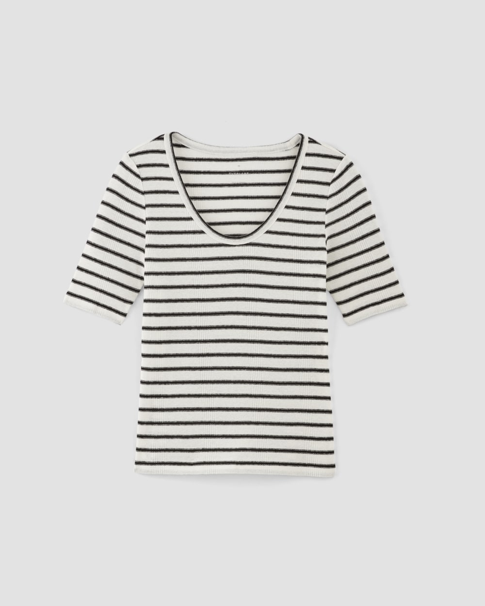 The Vintage Rib Scoop-Neck Top | Bone / Black