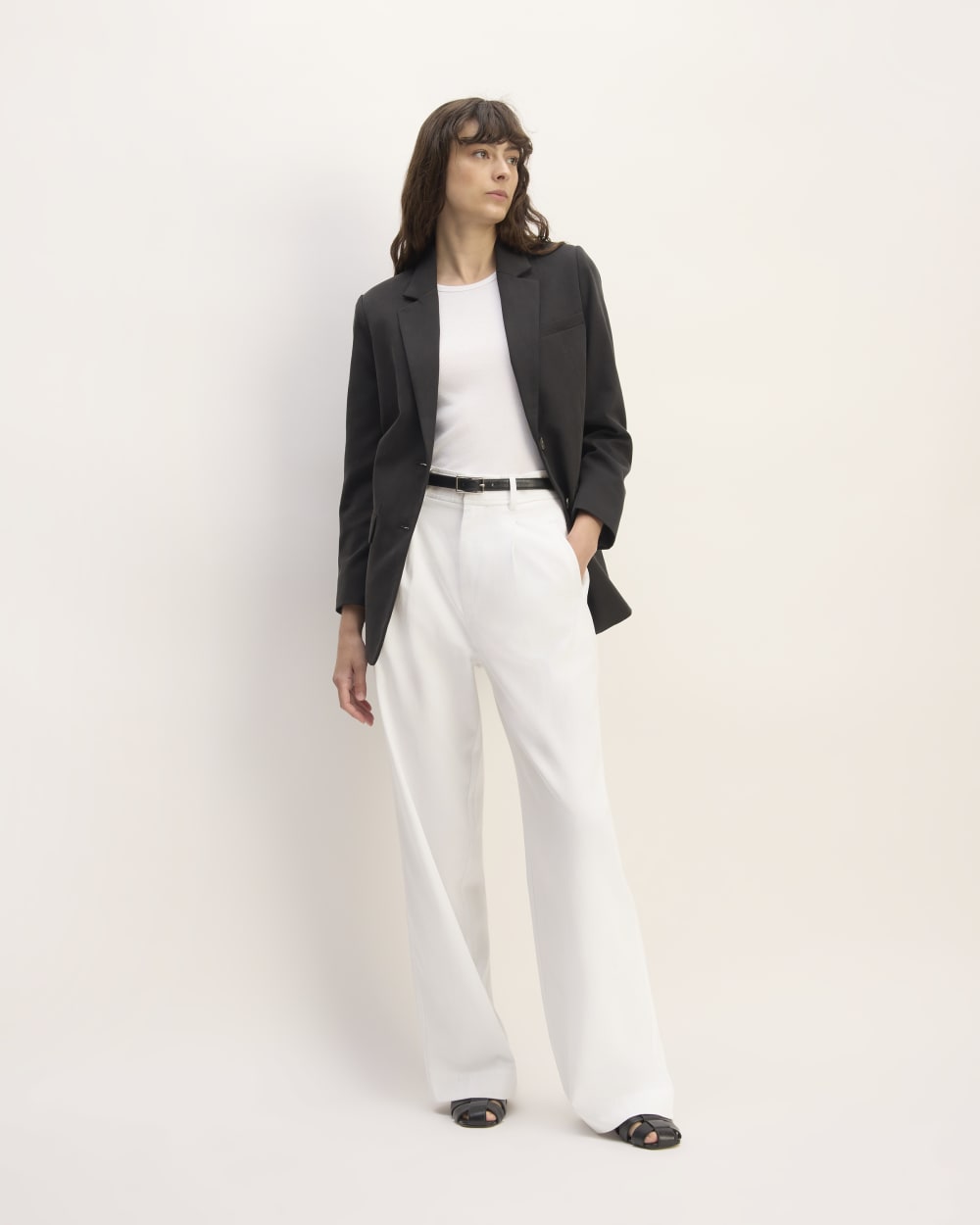 The Draper Pleated Pant in Buttersmooth | White | 32" Inseam