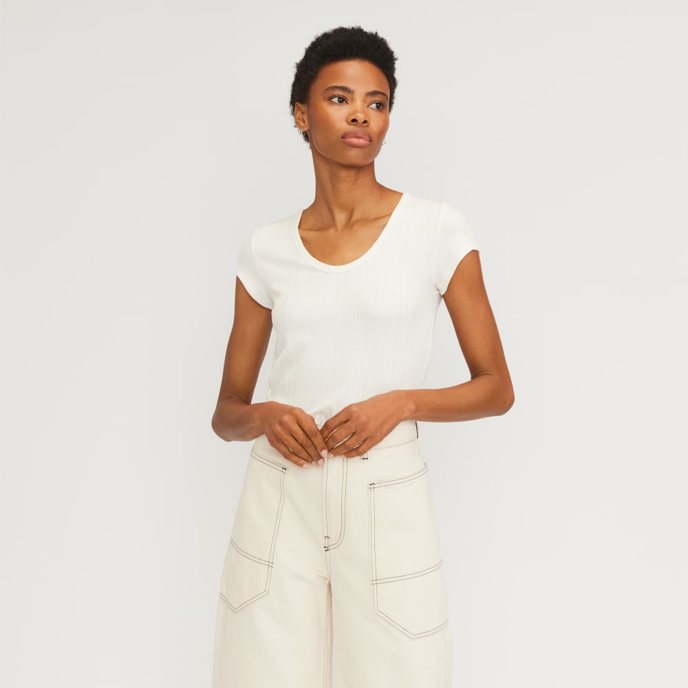 The Rib Soft Knit Scoop-Neck Tee | Bone