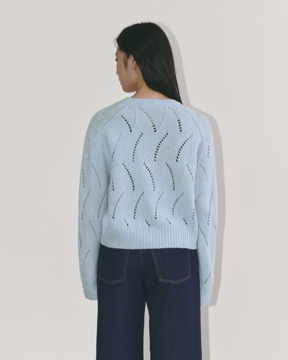 The Pointelle Cardigan in Cloud | Chambray Blue