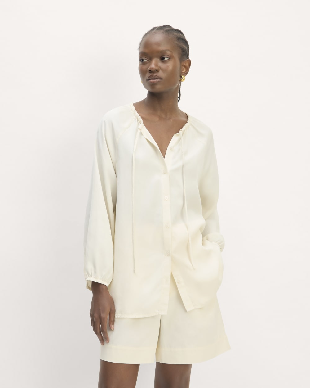 The Gathered Shirt in Butterlite | Bone