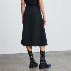 The City Stripe Midi Skirt | Black
