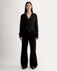The Oversized Polo in Alpaca | Heathered Black