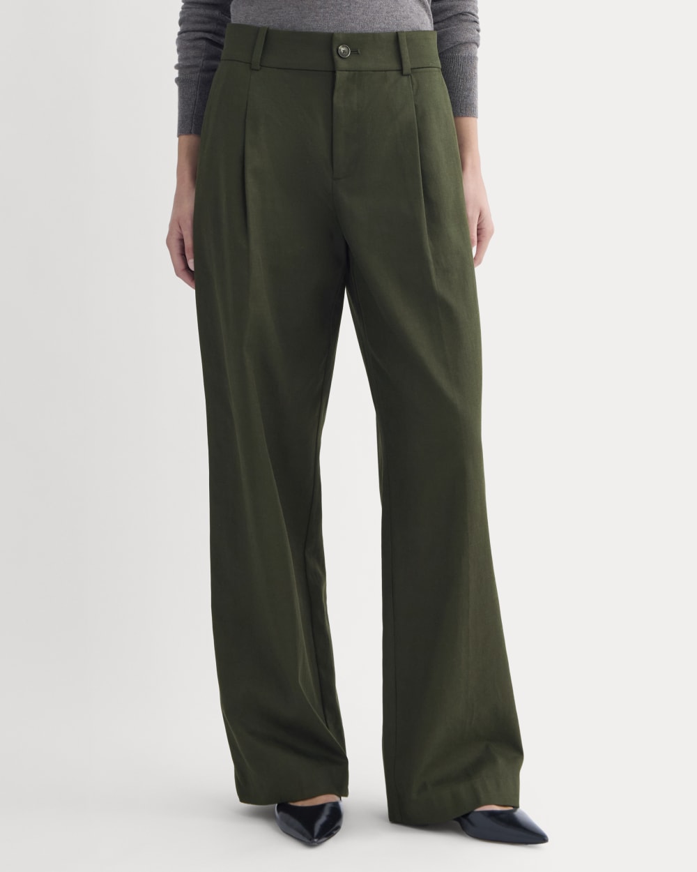Wide-Leg Trouser in Buttersmooth | Dark Green | 32" Inseam