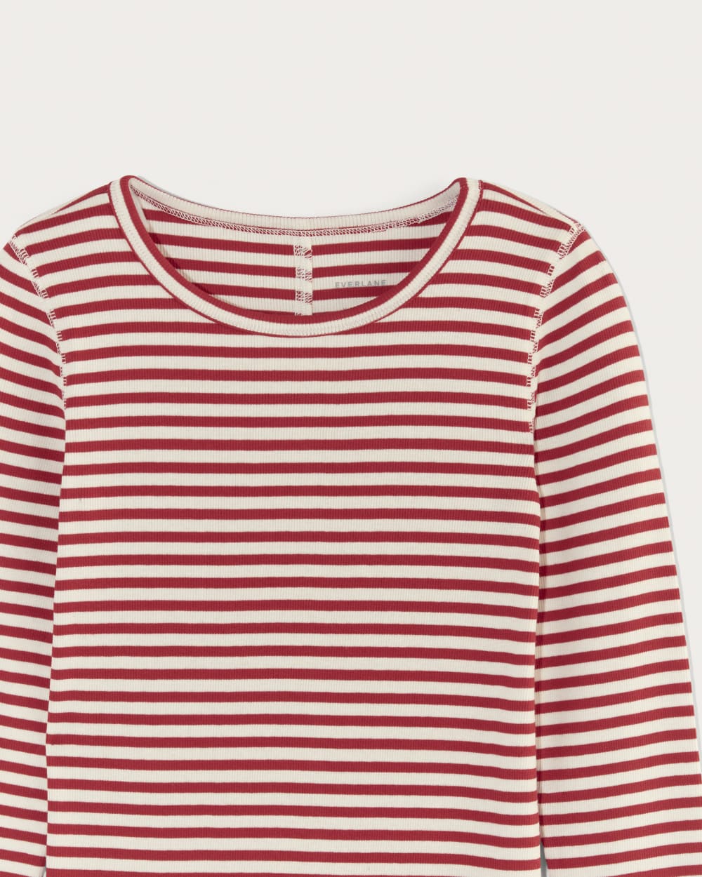 The Luxe Rib Long-Sleeve Crew | Bone / Berry Red