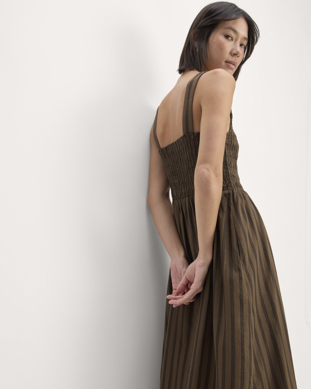 The Gauze Smock Dress | Cocoa / Black