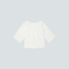 The Seersucker Gathered Tee | White