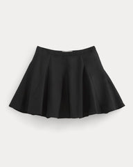 Godet Mini Skirt in Cotton Silk | Black